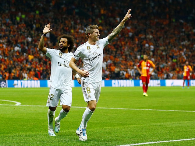 Toni Kroos celebrates scoring for Real Madrid on October 22, 2019