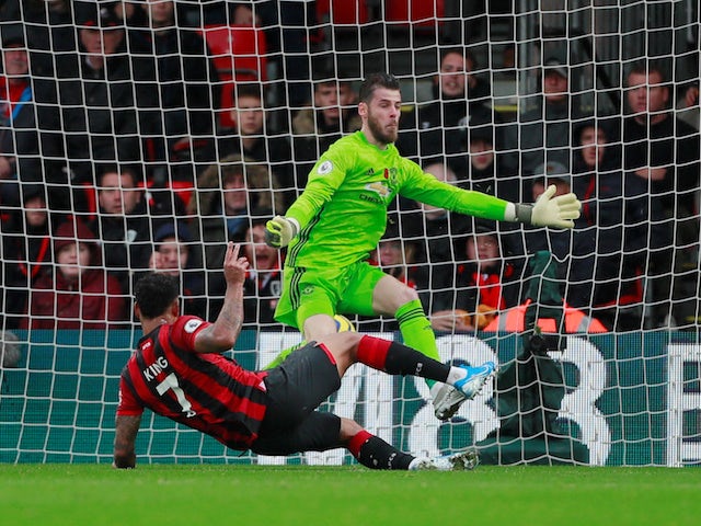 Bournemouth's Joshua King scores against Manchester United in the Premier League on November 2, 2019