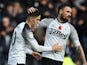 Derby County's Tom Lawrence celebrates scoring their first goal with Scott Malone on November 2, 2019