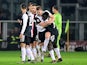 Juventus' Matthijs de Ligt celebrates with Blaise Matuidi and teammates after the match against Torino on November 2, 2019