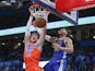 Oklahoma City Thunder forward Mike Muscala (33) dunks in front of Golden State Warriors guard Jordan Poole (3) during the second half at Chesapeake Energy Arena