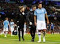 Manchester City's Rodri is substituted off after sustaining an injury on October 22, 2019