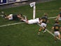 England's Mark Cueto fails to score a try during the Rugby World Cup final against South Africa at the Stade de France Stadium in Saint-Denis, near Paris, October 20, 2007