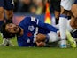 Everton's Andre Gomes reacts after sustaining an injury on November 3, 2019