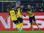 Dortmund's Julian Brandt celebrates scoring their second goal with team mates on November 5, 2019