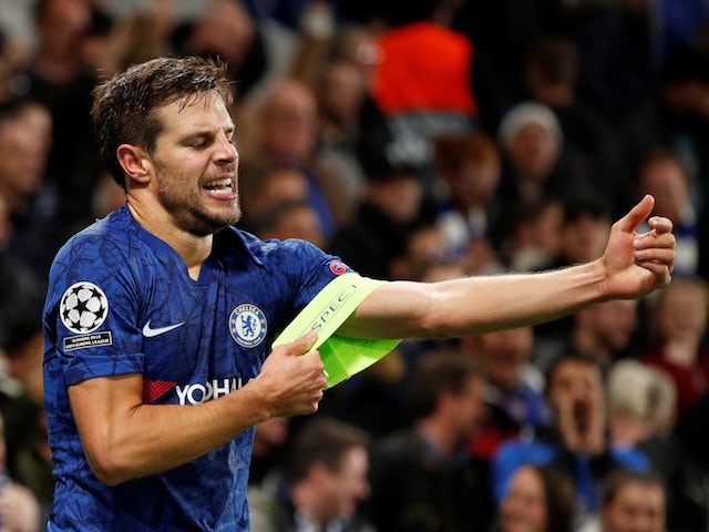 Chelsea's Cesar Azpilicueta reacts after his goal is disallowed following a referral to VAR on November 5, 2019