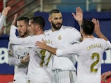 Karim Benzema celebrates scoring for Real Madrid on November 9, 2019