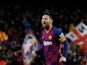 Lionel Messi celebrates scoring for Barcelona on November 9, 2019