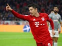 Bayern Munich's Robert Lewandowski celebrates scoring their first goal on November 6, 2019