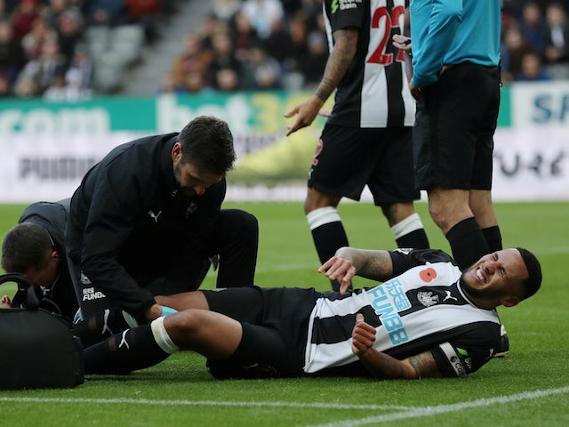 Newcastle United captain Jamaal Lascelles goes down injured against Bournemouth in November 2019