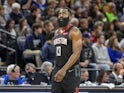 Houston Rockets guard James Harden (13) looks on during the second half against the Minnesota Timberwolves at Target Center on November 17, 2019