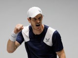 Andy Murray celebrates winning his Davis Cup match on November 20, 2019