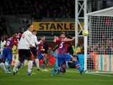 Crystal Palace's James Tomkins scores their first goal  which is then disallowed on November 23, 2019