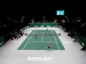 General view during the groups stage doubles match of Colombia's Juan-Sebastian Cabal and Robert Farah against Belgium's Sander Gille and Joran Vliegen on November 18, 2019
