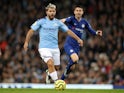 Manchester City's Sergio Aguero in action with Chelsea's Jorginho in the Premier League on November 23, 2019
