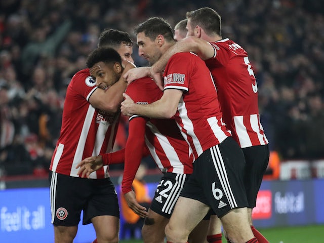 Sheffield United's Lys Mousset celebrates scoring their second goal with teammates on November 24, 2019