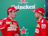 Ferrari's Sebastian Vettel and Charles Leclerc after qualifying in October 2019