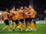 Wolverhampton Wanderers' Raul Jimenez celebrates scoring their second goal with teammates on November 23, 2019