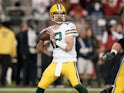 Aaron Rodgers in action for the Packers on November 24, 2019