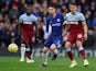 Chelsea's Jorginho in action with West Ham United's Pablo Fornals in the Premier League on November 30, 2019