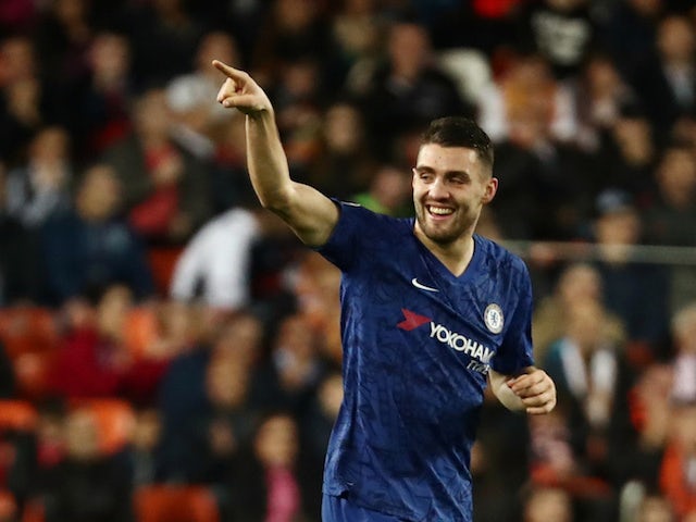 Chelsea's Mateo Kovacic celebrates scoring their first goal on November 27, 2019