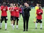 Manchester United manager Ole Gunnar Solskjaer and players applaud fans after the match on November 28, 2019