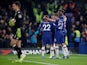 Chelsea's Tammy Abraham celebrates scoring their first goal with teammates as Aston Villa's Tom Heaton looks dejected on December 4, 2019