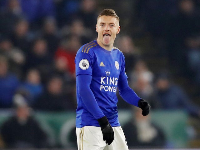 Jamie Vardy celebrates scoring for Leicester City on December 4, 2019