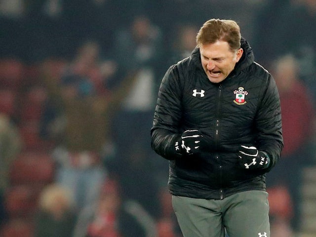 Southampton manager Ralph Hasenhuttl celebrates at the end of the match on December 4, 2019