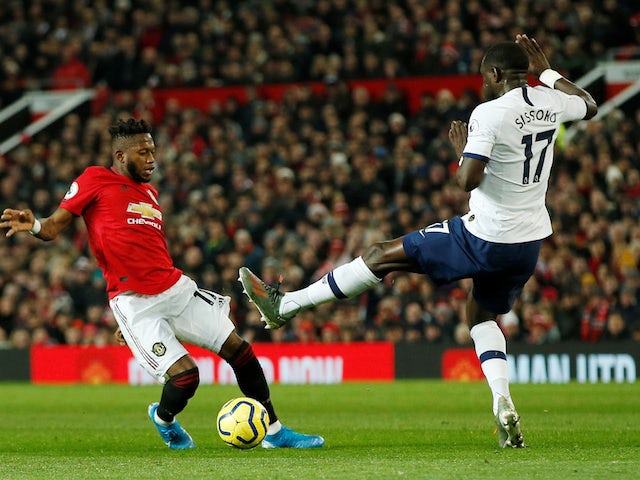 Manchester United's Fred in action with Tottenham Hotspur's Moussa Sissoko in the Premier League on December 4, 2019