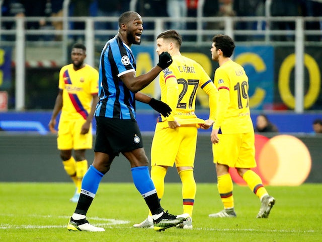 Inter Milan's Romelu Lukaku celebrates scoring their first goal on December 10, 2019