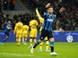 Inter Milan's Lautaro Martinez reacts after his goal is disallowed for offside on December 10, 2019
