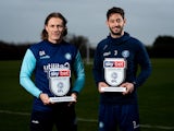 Wycombe manager Gareth Ainsworth and defender Joe Jacobson collect their League One awards for November 2019