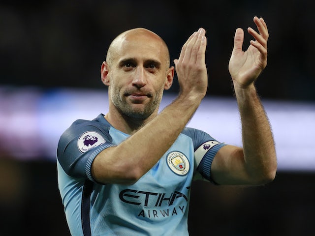 Pablo Zabaleta pictured for Manchester City in 2017