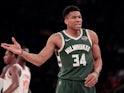 Giannis Antetokounmpo in action for the Bucks on December 21, 2019