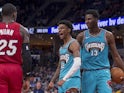 Memphis Grizzlies guard Ja Morant (12) reacts during the second half against Miami Heat guard Kendrick Nunn (25) at FedExForum on December 17, 2019