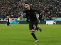 Newcastle United's Miguel Almiron celebrates scoring their first goal on December 21, 2019