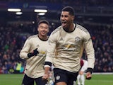 Manchester United's Marcus Rashford celebrates scoring their second goal with Jesse Lingard on December 28, 2019