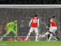 Arsenal's Nicolas Pepe scores against Manchester United in the Premier League on January 1, 2020