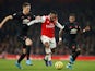 Arsenal's Alexandre Lacazette in action with Manchester United's Nemanja Matic in the Premier League on January 1, 2020