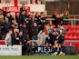 Barnsley's Conor Chaplin celebrates scoring their second goal with teammates on January 5, 2020
