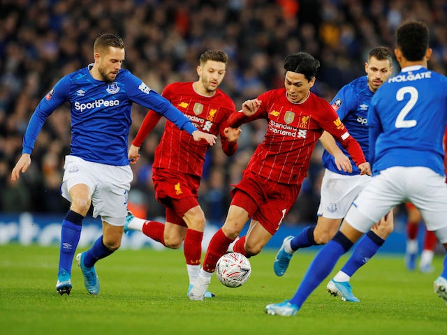 Liverpool's Takumi Minamino in action against Everton in the FA Cup on January 5, 2020