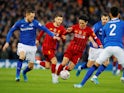 Liverpool's Takumi Minamino in action against Everton in the FA Cup on January 5, 2020