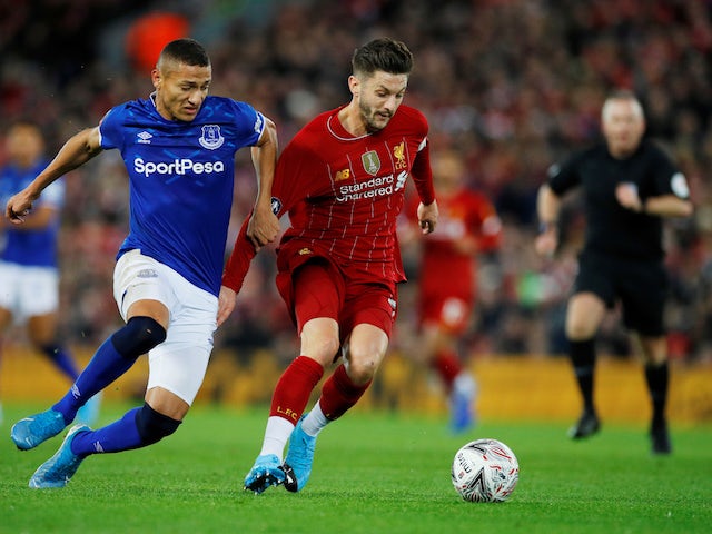 Liverpool's Adam Lallana in action with Everton's Richarlison in the FA Cup on January 5, 2020