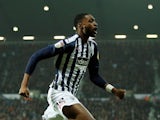 West Bromwich Albion's Semi Ajayi celebrates scoring their first goal on January 1, 2020