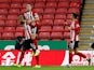 Sheffield United's Leon Clarke celebrates scoring their second goal with teammates on January 5, 2020