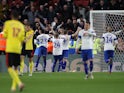 Tranmere Rovers' Paul Mullin celebrates scoring their third goal with teammates on January 4, 2020