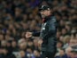 Jurgen Klopp gives instructions during the Premier League game between Tottenham Hotspur and Liverpool on January 11, 202
