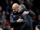 Pep Guardiola and Ole Gunnar Solskjaer ahead of the EFL Cup game between Manchester United and Manchester City on January 7, 2020