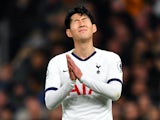 Son Heung-min reacts to a missed chance during the Premier League game between Tottenham Hotspur and Liverpool on January 11, 2020